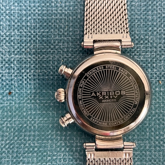 Akribos XXIV AK682SS Quartz Multifunction Crystal Stainless Steel Women's/Men's - Picture 4 of 6